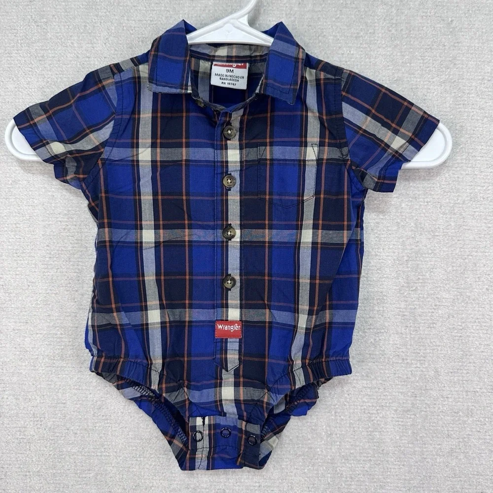 Wrangler‎ Infant Boy 9 Months Plaid Short Sleeve One Piece